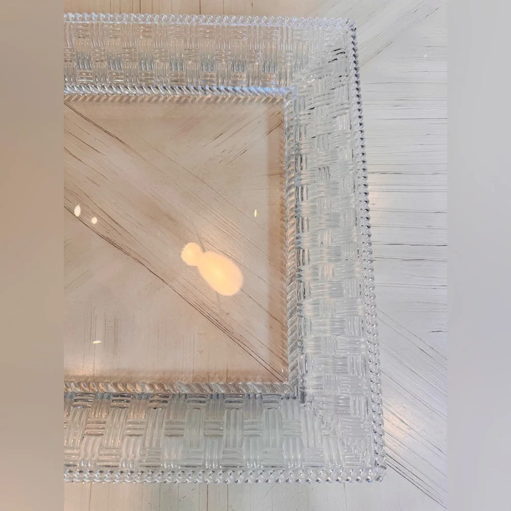 Tiffany & Co. Woven Collection Crystal Square Platter Tray 12”